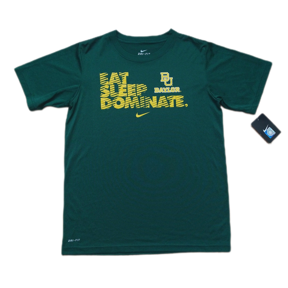 Nike Dri Fit Dark Green T-Shirt with Yellow Text Size Large